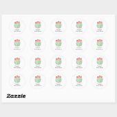 Rode Bloemvat Cactus Bruiloft Feest Ronde Sticker (Vel)