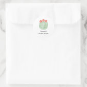 Rode Bloemvat Cactus Bruiloft Feest Ronde Sticker (Tas)
