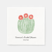 Rode Bloemvat Cactus Bruiloftsfeest Servet (Voorkant)