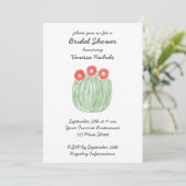 Rode Bloemvatcactus Bruiloftsborrel Kaart (Staand voorkant)