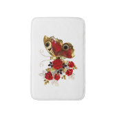 Rode bloemvlinder met rode rozen badmat (Voorkant Verticaal)