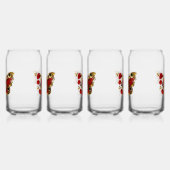Rode bloemvlinder met rode rozen blikvorm glas (Rechts)