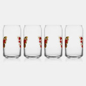Rode bloemvlinder met rode rozen blikvorm glas (Links)