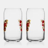 Rode bloemvlinder met rode rozen blikvorm glas (Links)