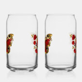 Rode bloemvlinder met rode rozen blikvorm glas (Rechts)