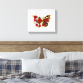 Rode bloemvlinder met rode rozen canvas afdruk (Insitu (Slaapkamer))