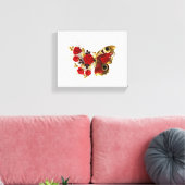 Rode bloemvlinder met rode rozen canvas afdruk (Insitu (Woonkamer))