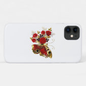 Rode bloemvlinder met rode rozen Case-Mate iPhone case (Achterkant (horizontaal))