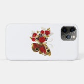 Rode bloemvlinder met rode rozen Case-Mate iPhone case (Achterkant (horizontaal))