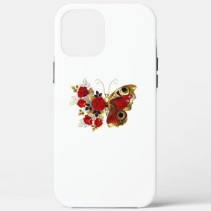 Rode bloemvlinder met rode rozen Case-Mate iPhone case