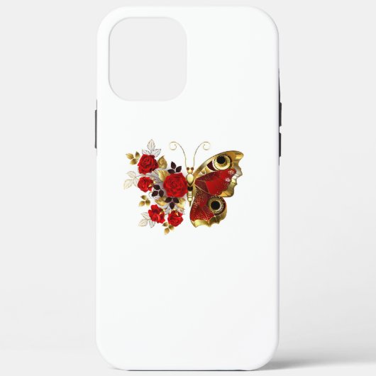 Rode bloemvlinder met rode rozen Case-Mate iPhone case (Achterkant)