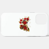 Rode bloemvlinder met rode rozen Case-Mate iPhone case (Achterkant (horizontaal))
