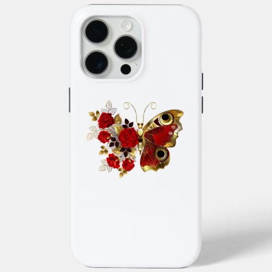 Rode bloemvlinder met rode rozen Case-Mate iPhone case (Achterkant)