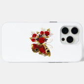 Rode bloemvlinder met rode rozen Case-Mate iPhone case (Achterkant (horizontaal))