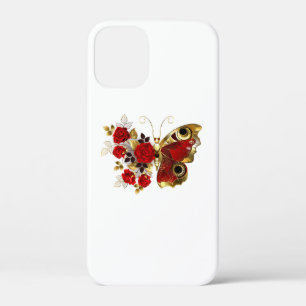 Rode bloemvlinder met rode rozen Case-Mate iPhone case