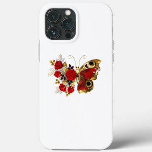 Rode bloemvlinder met rode rozen Case-Mate iPhone case