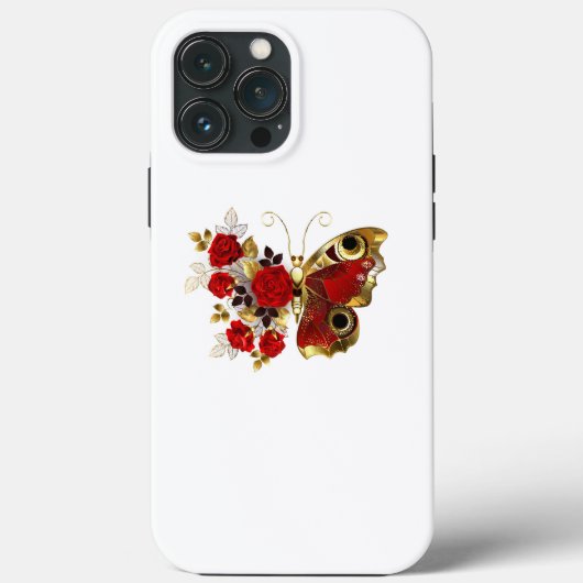 Rode bloemvlinder met rode rozen Case-Mate iPhone case (Achterkant)