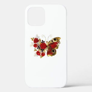 Rode bloemvlinder met rode rozen Case-Mate iPhone case