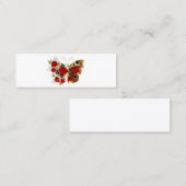 Rode bloemvlinder met rode rozen contactkaartje (Voorkant / Achterkant)