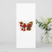 Rode bloemvlinder met rode rozen feestdagenkaart (Staand voorkant)