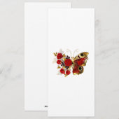 Rode bloemvlinder met rode rozen feestdagenkaart (Voorkant / Achterkant)