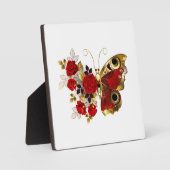 Rode bloemvlinder met rode rozen fotoplaat (Voorkant)