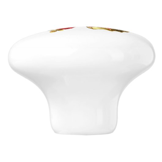 Rode bloemvlinder met rode rozen keramische knop (Zijkant)