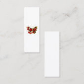 Rode bloemvlinder met rode rozen mini visitekaartje (Voorkant / Achterkant)