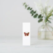 Rode bloemvlinder met rode rozen mini visitekaartje (Staand voorkant)