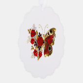 Rode bloemvlinder met rode rozen ornament kaart (Rechts)