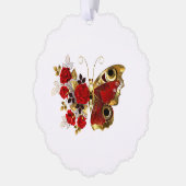 Rode bloemvlinder met rode rozen ornament kaart (Links)