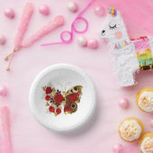 Rode bloemvlinder met rode rozen papieren kommen (Feest)