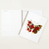 Rode bloemvlinder met rode rozen planner (Display)