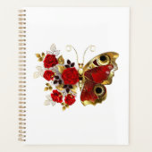 Rode bloemvlinder met rode rozen planner (Voorkant)