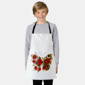 Rode bloemvlinder met rode rozen schort (Gedragen)