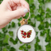 Rode bloemvlinder met rode rozen sleutelhanger (Hand)