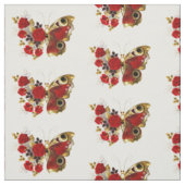 Rode bloemvlinder met rode rozen stof (Swatch)