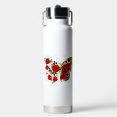 Rode bloemvlinder met rode rozen waterfles (Voorkant)
