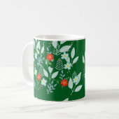 Rode Bloesem + Blad Groen Koffiemok (Voorkant links)