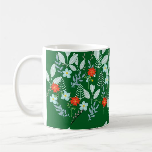 Rode Bloesem + Blad Groen Koffiemok (Links)