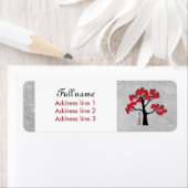 Rode bloesem boom "Geschenk van het leven" Etiket (Insitu)