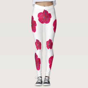 Rode Bloesem Kunstpatroon Legging