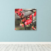 Rode bloesems Floral Canvas Afdruk (Insitu (Houten vloer))
