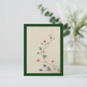 Rode bloesems op Vine Hokusai Briefkaart (Staand voorkant)