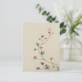 Rode bloesems op Vine Hokusai Briefkaart (Staand voorkant)