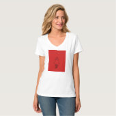 Rode Blok Lijnkunst Dames V-Hals T-Shirt (Voorkant volledig)