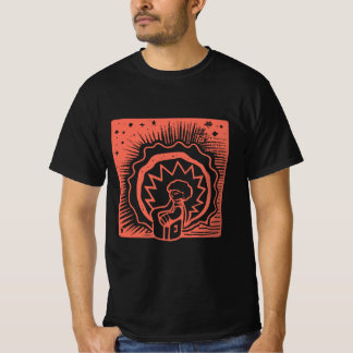 Rode Blok Stempel Afdruk T-shirt