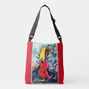 rode blonde zeemeermin crossbody tas