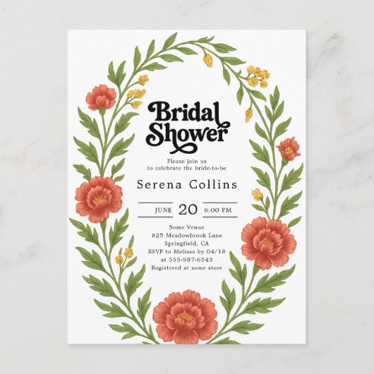  Rode Bloom Vrijgezellenfeest Briefkaart (Voorkant)