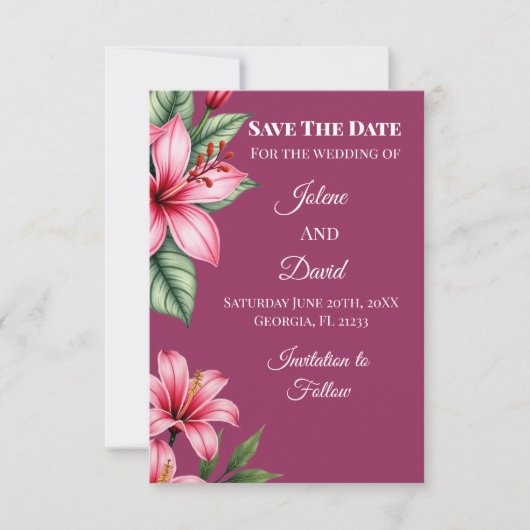 Rode Blos Floral  Save The Date (Voorkant)